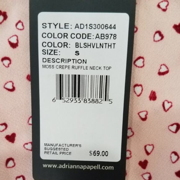 Adrianna Papell Heart Print High Neck Top - Picture 5 of 8